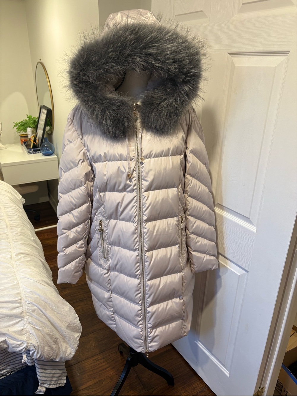 Flash Geo 3XL Down Puffer Coat Fur Trim Hood NWOT